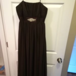 Brown Strapless Gown with Empire Waist Size 2